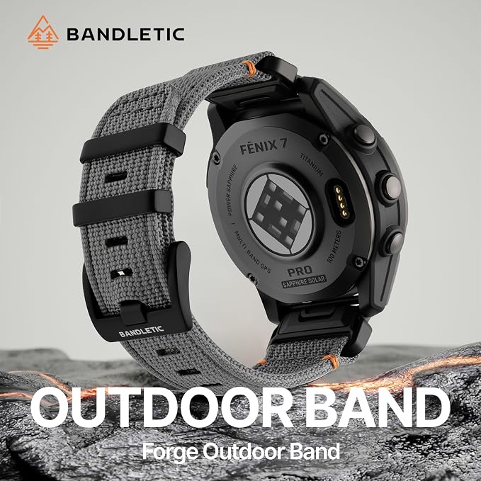 Bandletic Quick Fit 22mm Watch Band Compatible with Garmin Fenix 8 47mm Band - Tactical Strap for Fenix 7 6 Pro/5 Plus/Instinct 3 E 45mm 2/Forerunner 965/955/945 /Approach/Descent G2 G1/Quatix/Tactix8