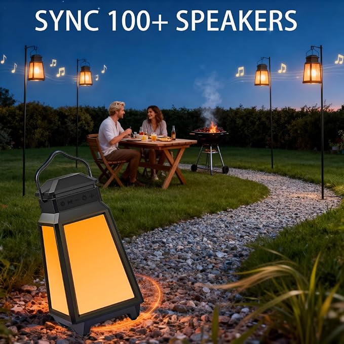 2 Pack Outdoor Bluetooth Speakers | Wireless Speakers Sync 100+ | IP65 Waterproof for Party Cafe Decor Patio | The Gift for Men & Women