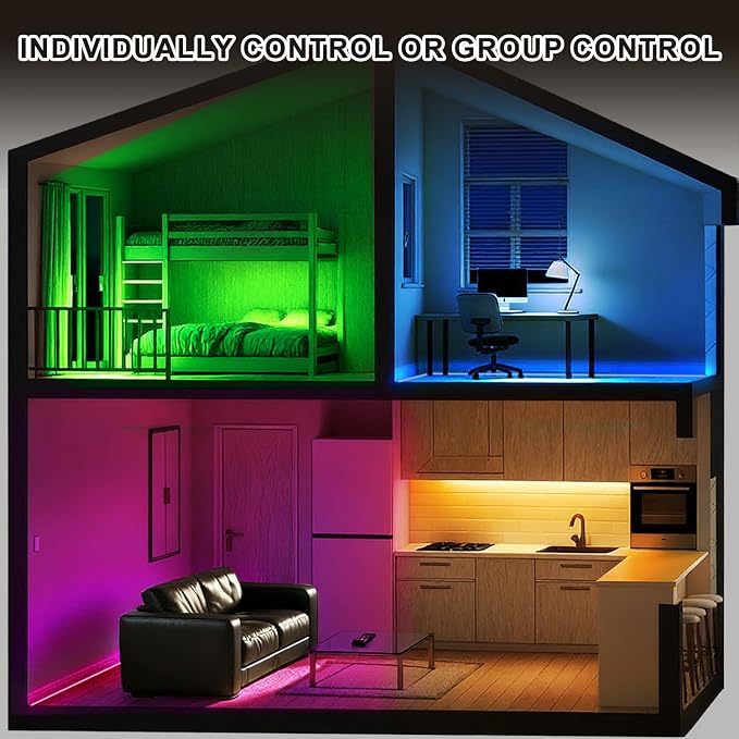 Under Cabinet LED Lighting, Dimmable Under Counter Lights, WiFi Smart Controlled,RGB,12 Inch, Multicolor Linkable Lamps with Remote Control, Compatible with Alexa Google Home (9 Pack)