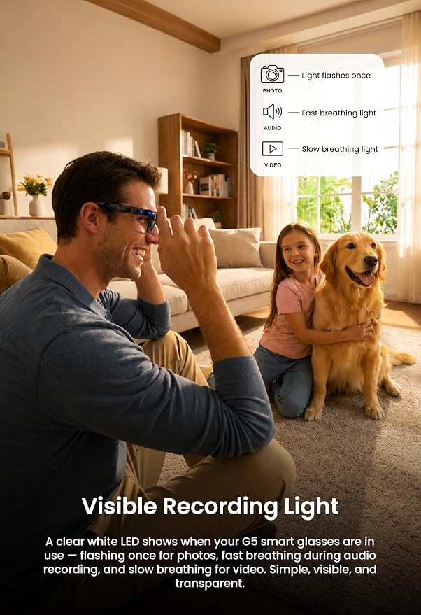 DPVR AI Smart Glasses with Camera and Bluetooth – 13MP 4K Camera Glasses for Men & Women, Video Recording Glasses with Continuous Voice Assistant, AI Translation, IP54, for Travel, Work, Music, Vlog