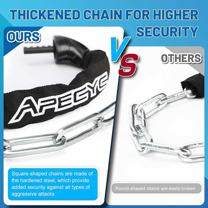 APECYC Bike Lock Heavy Duty Anti Theft, 3/4/5/6FT Bike Chain Lock with 5 Digit Resettable Combination, Bicycle Lock for E Bike, Scooter & Motorcycle, Cut Resistant Security Chain with Protective Cover