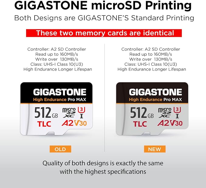 [5-Yrs Free Data Recovery] GIGASTONE 512GB Micro SD Card, TLC High Endurance Pro MAX, Speed Up to 180/150 MB/s, Compatible with REDTIGER Rove VIOFO VANTRUE PRUVEEO Dash Cam, MicroSDXC UHS-I A2 V30 U3