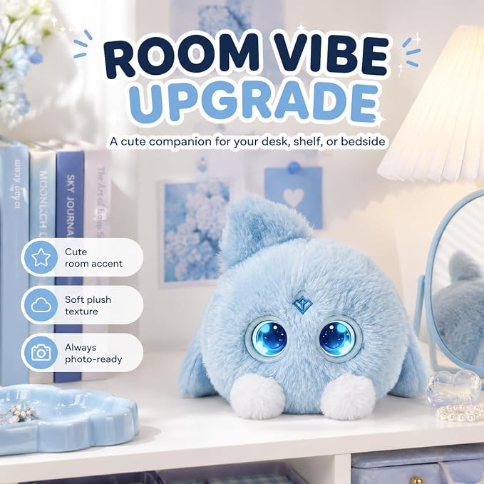 AI Plush Companion, GPT-Powered Voice Chat Stuffed Toy with Conversation Memory, Expressive LED Eyes and Touch Response, Cute Stuffies Interactive AI Toys Gift for Teens