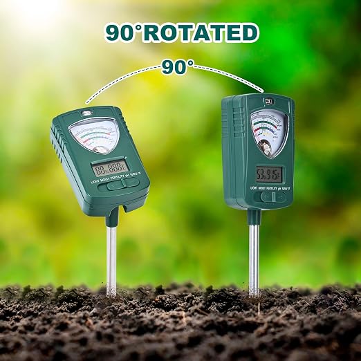 AIKOR 7-in-1 Soil Tester Measures Soil Moisture, pH, Fertility, Light Intensity, Soil Temp, air Temp & Humidity. Pointer & LCD Display. for Garden, Farm, Lawn, Indoor/Outdoor Plant Monitoring.