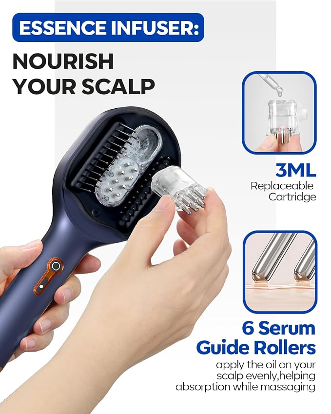 3-in-1 Scalp Massager Hair Growth with Hair Oil Applicator, Bionic Kneading Electric Head Massager Brush for Tension Relief & Home Spa,IPX6 Waterproof Rechargeable Gift for Women Men Mom