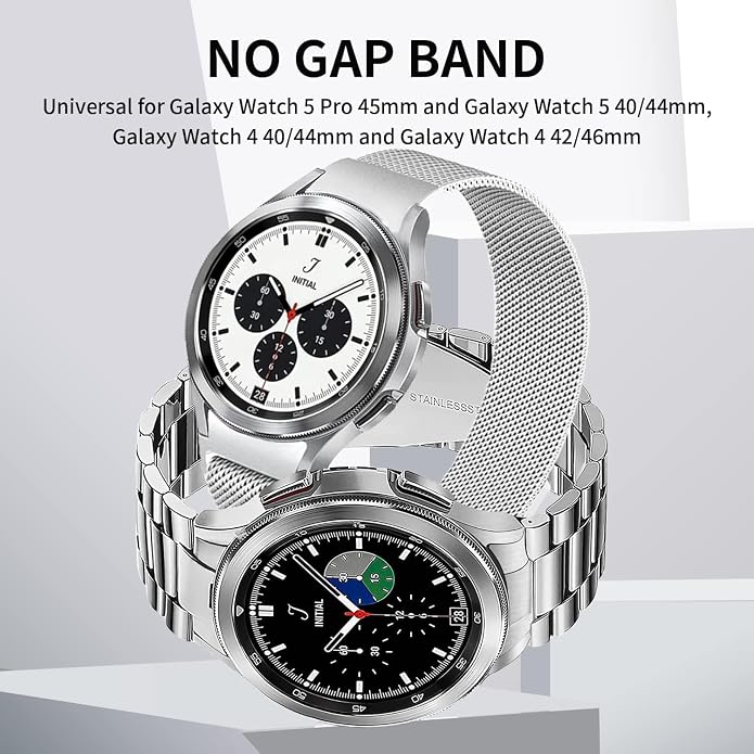 GOLDTOLUCK No Gap Stainless Steel Band Compatible with Samsung Galaxy Watch 8 7 6 5 4 Classic FE Pro Ultra 40mm 44mm 46mm 43mm 47mm 45mm 42mm Replacement Men Women Milanese Metal Elegant Casual