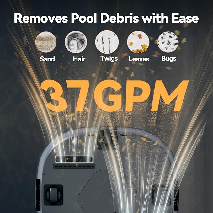 Cordless Robotic Pool Cleaner with Dual Brushless Motors, Up to 200-Min Runtime, Automatic Pool Vacuum for Above Ground Pools & Flat-Bottom Inground Pools up to 1219 Sq. Ft