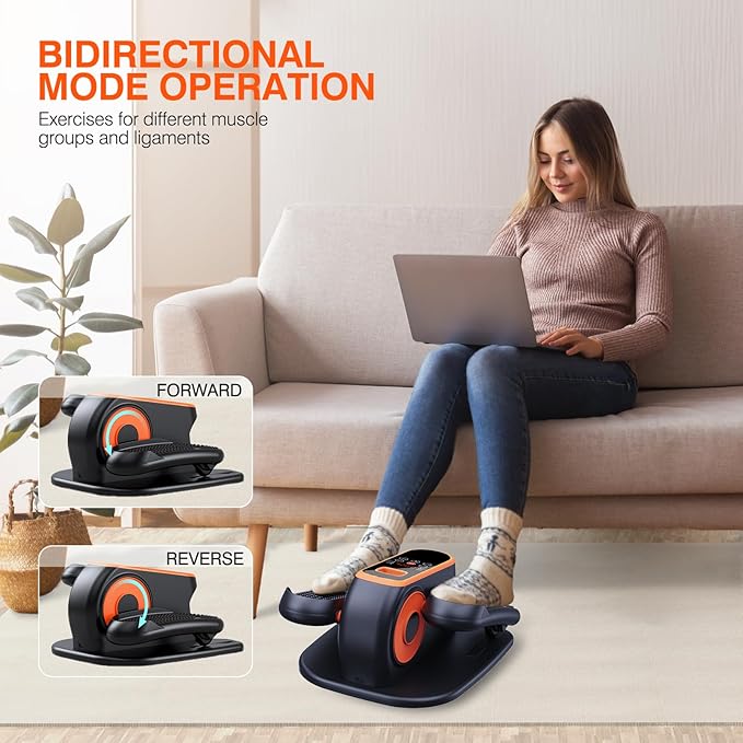 DUREXO Under Desk Elliptical Machine, Electric Leg Exerciser While Sitting for Seniors, Quiet Portable Elliptical Machine with 12 Adjustable Speeds, Seated Pedal Exerciser with Remote Control