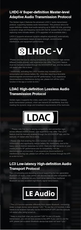 Moondrop Golden Ages 2 MD-TWS-039 TWS Earphone ANC Bluetooth 6.0 LDAC VDSF Adjustable Output Gain Gaming Headphones
