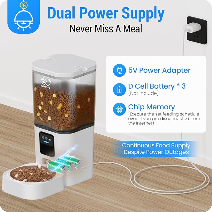Frienhund Automatic Cat Feeder with 2K Camera: 5G WiFi Automatic Dog Feeder with Night Vision,Cat Food Dispenser with 7L Large Food Storage Container for Multiple Pet,Detachable for Easy Clean -29 Cup
