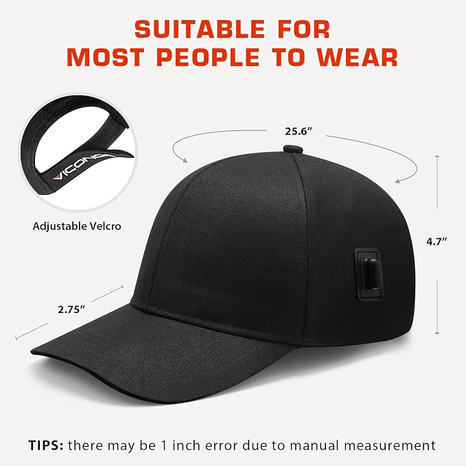 Viconor Laser Hair Growth Cap, Red Light Therapy for Hair Growth for Men and Women, Black Cap