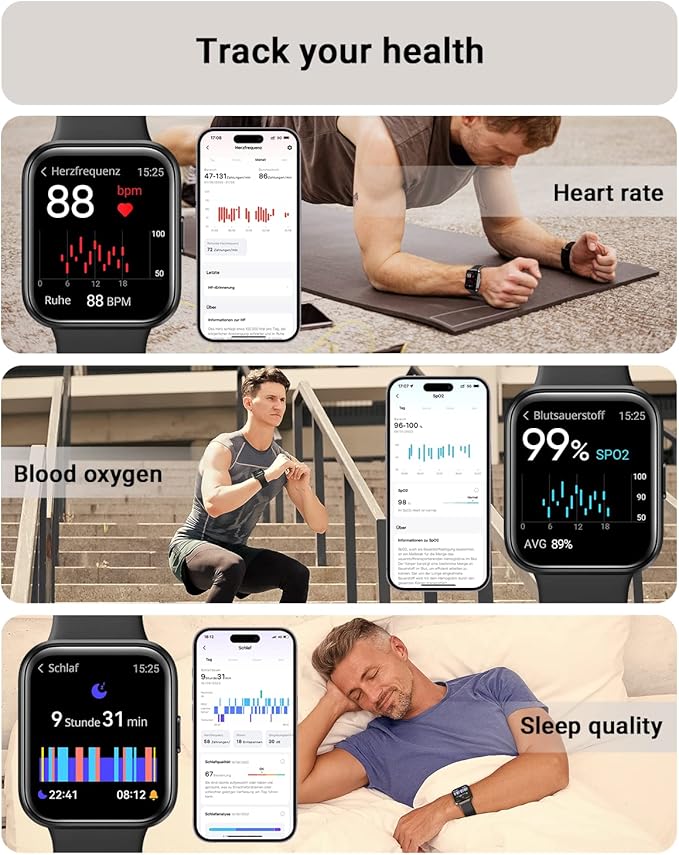 Tensky Smart Watch for Men/Women Android/iPhone/Samsung, Alexa Built-in, 1.8" Touch Screen Fitness Tracker with Answer/Make Calls, 3ATM Waterproof Heart Rate/Sleep/SpO2 Monitor, 120+ Sport Modes