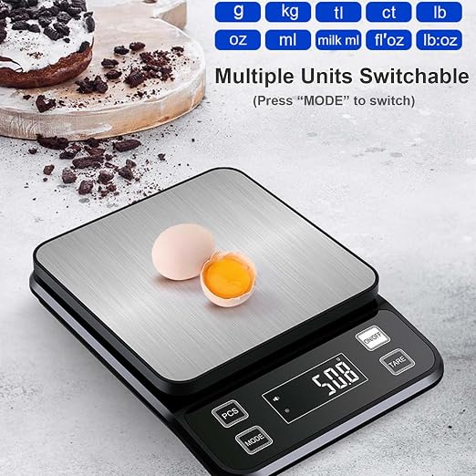 Waterproof Digital Kitchen Scale 0.001oz/0.1g Precision, Stainless Steel Electronic Scale with 3 Power Options (Rechargeable/AAA/Built-in), 10 Units Conversion, Smart Standby, 22lb/10kg Capacity