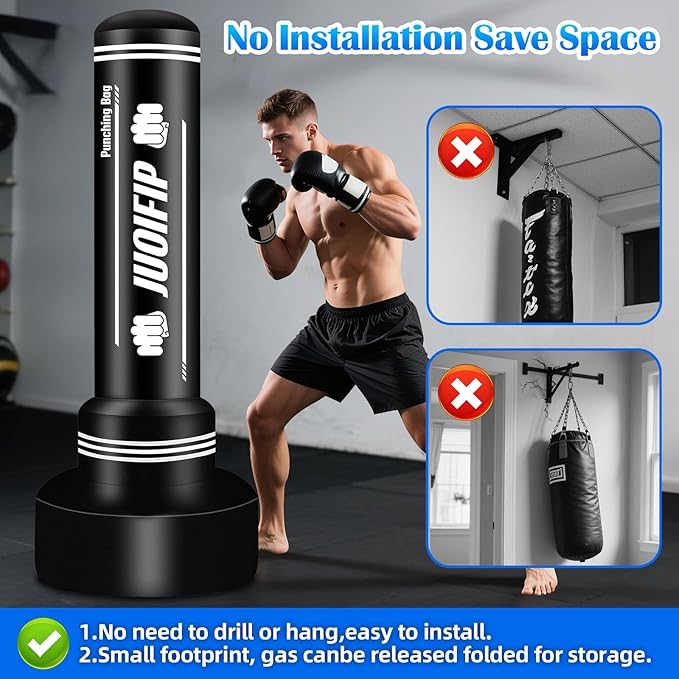 Heavy Punching Bag with Stand Adults Teens,70" Freestanding Boxing Bags Kicking Bag Heavy Bag with Boxing Gloves and Electric Air Pump, Kickboxing Training Equipment Bags Thai Fitness Karate