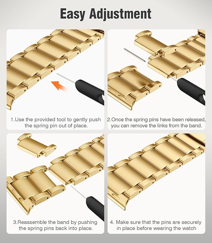 Titanium Band Replacement Compatible with Apple Watch Band Ultra 3 Ultra 2/Ultra 49mm,iWatch Series 11/10 46mm,9/8/7 45mm,SE3/SE2/SE/6/5/4 44mm,3/2/1 42mm, Gold