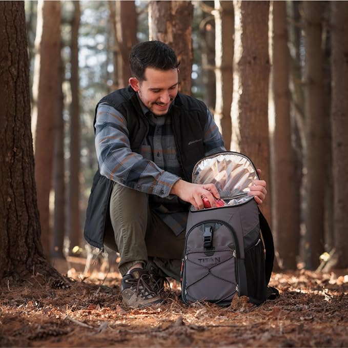 Titan by Arctic Zone Backpack Cooler, Insulated Soft Sided Bag with Leak Proof Lining and Padded Straps, for Lunch, Picnic, and Travel, 24 Can Capacity