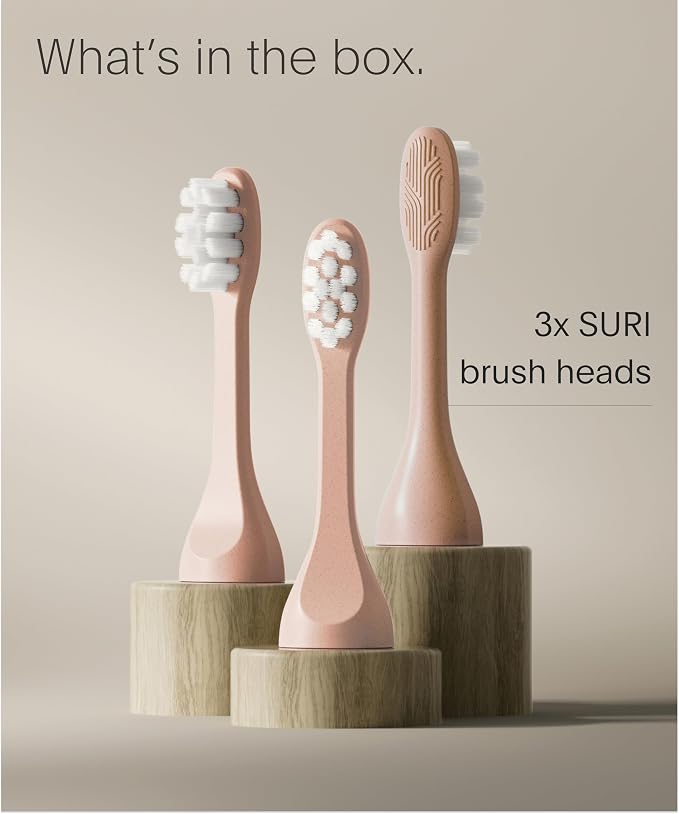 SURI Recyclable Plant-Based, Electric Toothbrush Heads - Long Lasting Replacement Heads | Compatible Only Sonic Electric Toothbrush - Sunset Bloom, Pack of 3