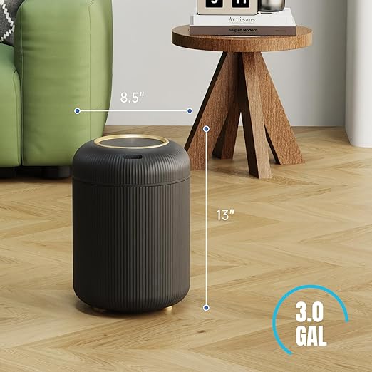stonespace Motion Sensor Bathroom Trash Can, Small Wastebasket Touchless Trash Bin, Automatic Trash Can for Bathroom, Kitchen, Bedroom, Living Room, Office, 3 Gallon, Black