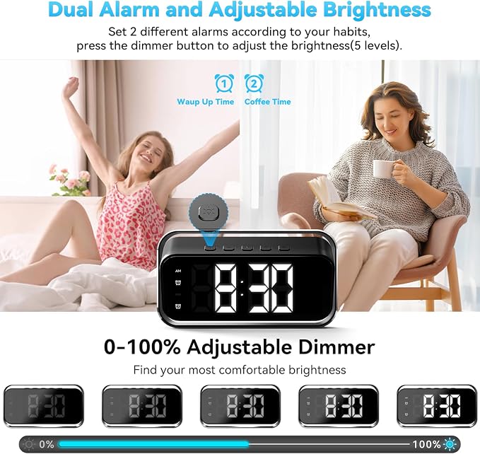 4K FHD Security Mini Camera Alarm Clock, 2.4G&5G WiFi Nanny Cam with Night Vision and Motion Detection Alert, Wide Angle Surveillance Camera for Pet Baby Monitoring, APP Remote Control by Mobile Phone