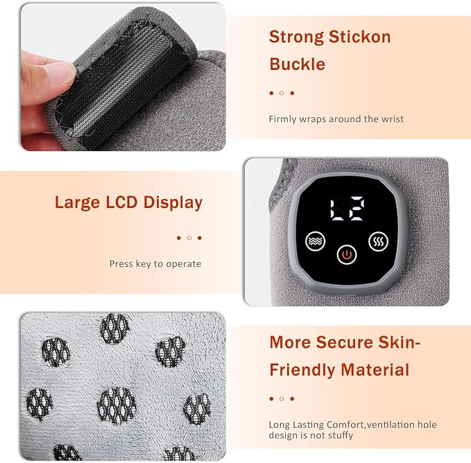 New Triple Method Massager, Electric Foot and Ankle Massager Heated Wrap with 3 Vibration Modes & 4 Heat Levels, Smart Timer, Cordless Portable Design for Home, Travel Use (black-2pack)