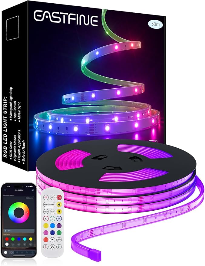 100ft Outdoor Led Strip Lights Waterproof, 480 LEDs Dimmable Outdoor Led Lights with APP and Remote, Music Sync Timing Function RGB Strip Lights for Garden, Pool and Balcony