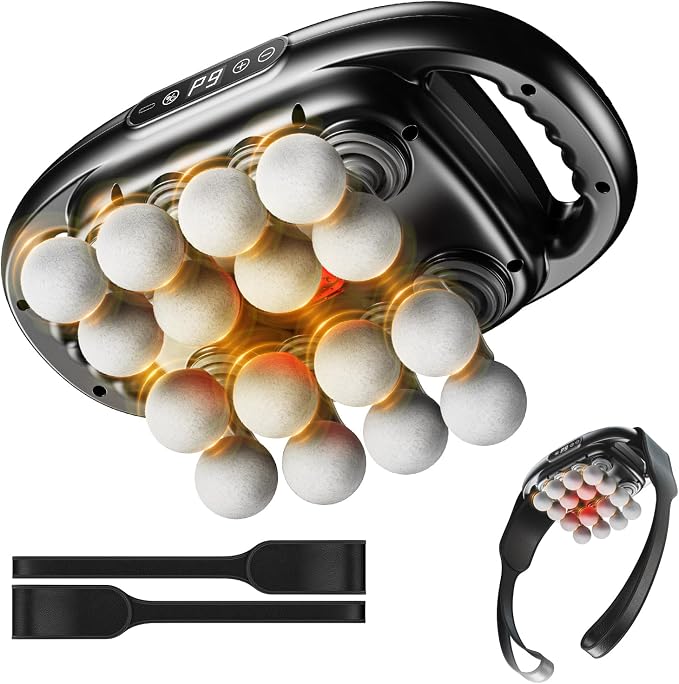 16-Head Massage Gun Deep Tissue with Hand Straps, Electric Muscle Massager with 99 Adjustable Intensities & 9 Modes, Percussion Massager for Back, Legs, Arms, Waist, Shoulders, Full Body Muscle