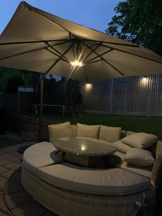 Umbrella Light Battery Operated, 16 RGB Color Changing Patio Umbrella Lights with Remote, Outside Under Umbrella Lights for Offset Parasol Tent-Bronze