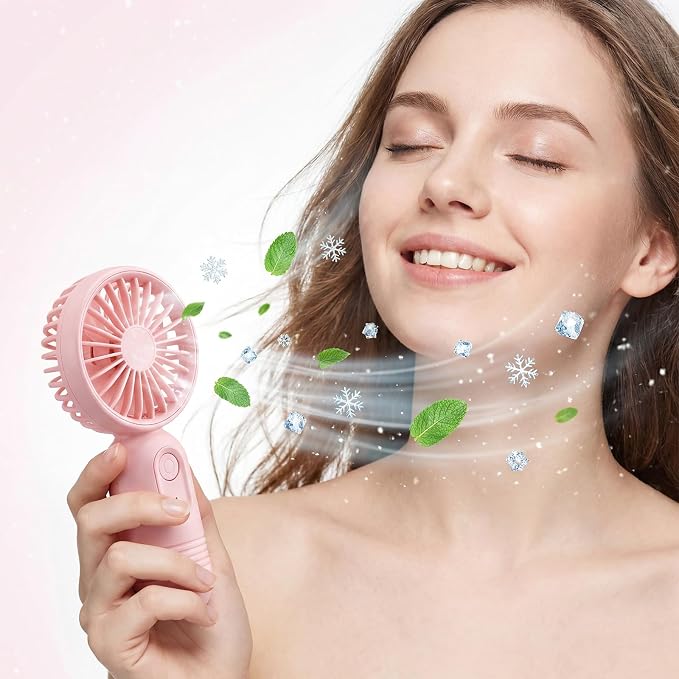 Rossesay 72 Pcs Mini Portable Fan Bulk Cute Handheld Lightweight Small Little Personal Hand Eyelash Fan 3 Speeds USB Rechargeable for Women Men Indoor Outdoor Makeup Travel (Pink)