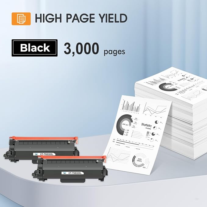 TN830XL TN830 TN 830XL 830 Toner for Brother Printer DCP-L2640DW HL-L2460DW Replacement for Brother TN830 XL/V/R 830 XL TN-830XL Cartridge MFC-L2820DW HL-L2405W HL-L2400D HL-L2480DW Black High Yield