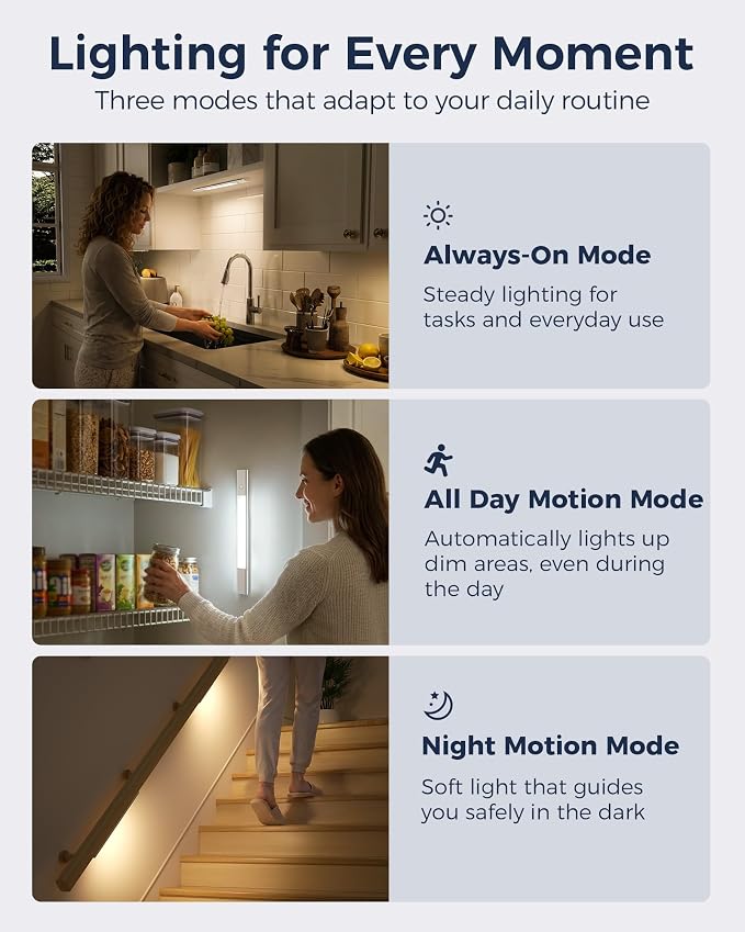 EZVALO Under Cabinet Lighting with Charging Station & 6 Swappable Batteries, Wireless Motion Sensor Light Indoor, 3 Color Temps & Dimmable LED Closet Lights for Kitchen, Stairs, Pantry