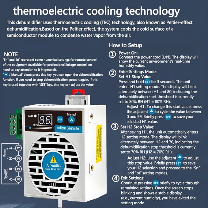 Mini Dehumidifier for Confined Space Electric Box/Storage Cabinet/Closet/Safes/Grow Tent