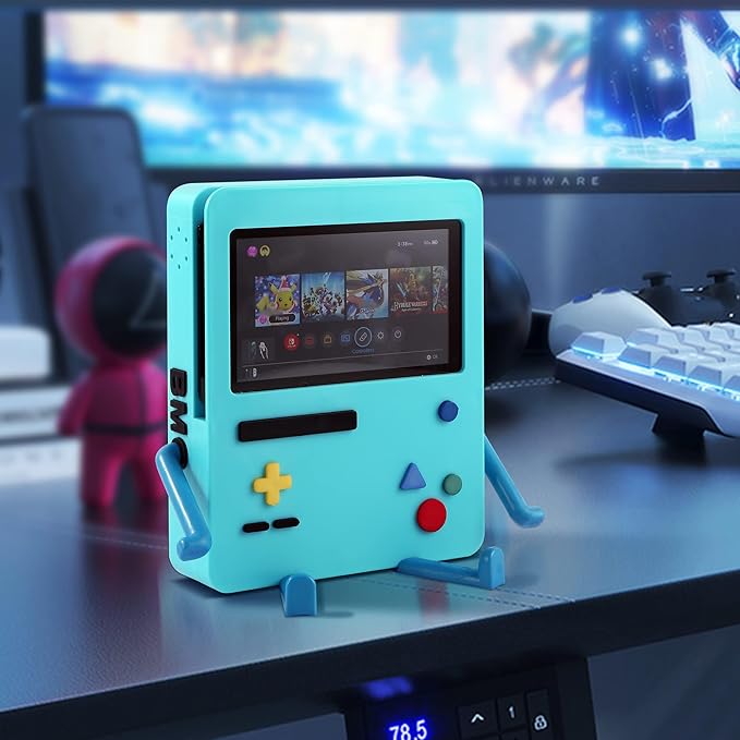 GRAPMKTG Charging Stand with Smile Face for Nintendo Switch Accessories Portable Dock Compatible for Nintendo Switch OLED Cute Case Decor Gift Men Women Kids Pink [nintendo_switch]