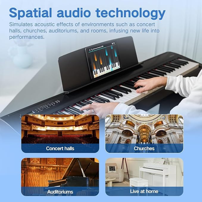 TERENCE P50 88 Key Weighted Keyboard Full Size Weighted Keyboard Piano 88 Keys with 2 * 25W Stereo Speakers,Digital Keyboard with Bluetooth,MIDI,Pedal,Audio/Video Recording,for Beginners and Advances