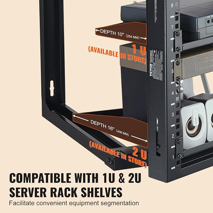 VEVOR 9U Server Rack, Wall Mount Network Rack for 19 Inch IT & AV Equipment, Open Frame 18" Deep 150 lbs Max Load Capacity