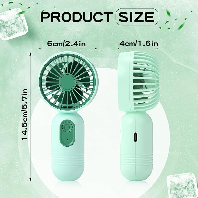 Rossesay 36 Pcs Mini Portable Fan Bulk Cute Handheld Lightweight Small Little Personal Hand Eyelash Fan 3 Speeds USB Rechargeable for Women Men Indoor Outdoor Makeup Travel (Green)