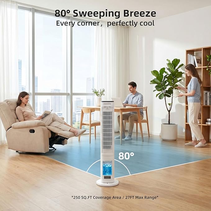 Antarctic Star Windowless Evaporative Air Cooler, Portable Air Conditioner with 80° Oscillation, Fast Cooling 4 Speeds 3 Modes, Ice Packs & Aromatherapy Pad for Bedroom/Office/Indoor Use