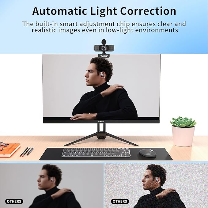 2K Webcam with Microphone, Web Camera withTripod, Dual Mics, Plug & Play Computer Camera for Online Calling, Cameras for Desktop PC or Laptop Zoom/Teams/Facetime