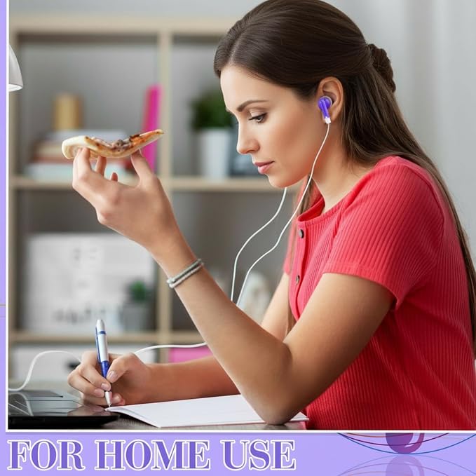 Konohan 100 Pcs Bulk Earbuds with Wire Basic Headphones in Ear for Libraries Laptop, No Microphone 3.5 mm Jack Earbuds Dot Headphones, Individually Bagged (Purple)