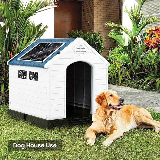 12W Solar Fan, IP65 Waterproof Solar Exhaust Fan for Chicken Coops, Greenhouses, Sheds, Pet Houses & Window Venting (Dual Fan)