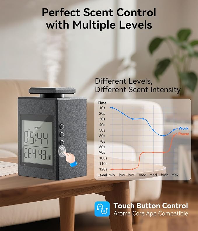 Essential Oil Diffuser, 1000 Sq.Ft Waterless Diffuser, Wireless, Battery Operated & Rechargeable, 7 Timers & 7 Mist Levels, Oil Diffuser for Office, Home, Large Room, Inky Black