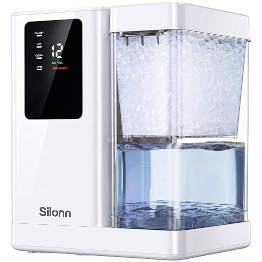 Silonn Nugget Ice Maker Countertop with 3L Detachable Tank – 40 lbs/Day Self-Cleaning & Timer, 40 dB Quiet for Home Bar Party Office, Chewable Nugget Ice Machine for Summer & Cold Drinks, White