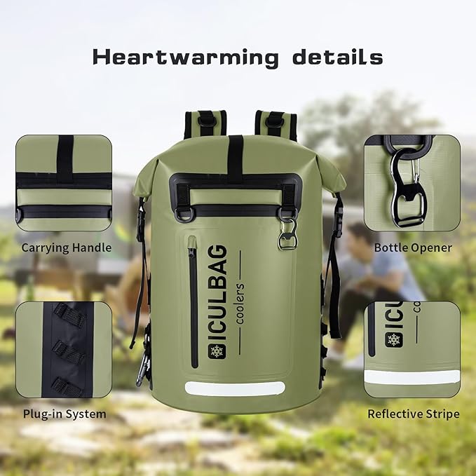 48cans Large Cooler Backpack Insulated Waterproof for Men Women Insulated Backpack Cooler Leak Proof Waterproof for 12 Hours Cooling for Camping Picnic Hiking Beach Travel Kayaking