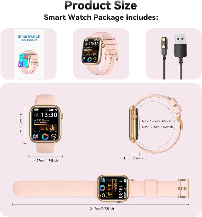 Smart Watch for Men Women(Answer/Make Call), 1.83" Fitness Watch with Heart Rate/Blood Pressure/Blood Oxygen, Pedometer, Sleep Tracker,120+ Sport Modes, IP68 Waterproof Fitness Tracker for Android iOS