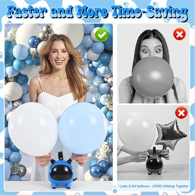 Togvu Balloon Pump Electric, Portable Balloons Inflator Air Pump with 2 Nozzles, Small Balloon Blower Machine 600W for Latex Garland Arch and Foil Balloons