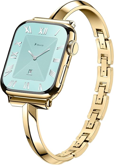 Missair Thin Band Compatible with Apple Watch 38mm 40mm 41mm 42mm 44mm 45mm 46mm 49mm for Women, Slim Bracelet Designer Dressy Stainless Steel Metal Strap for iWatch Series 11 10 9 8 7 6 5 4 SE Ultra