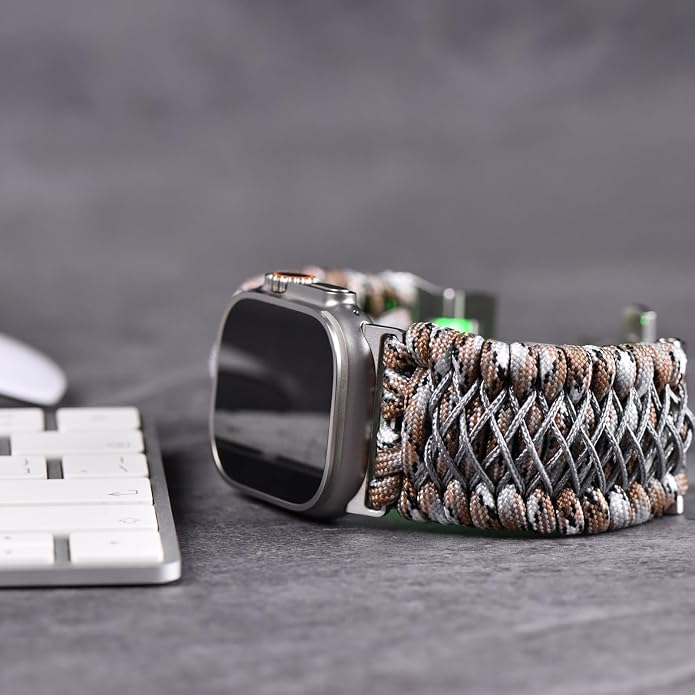 Tefeca Titan Series Paracord Band Compatible with Apple Watch Ultra 2/49mm, Series 10/46mm, 9/8/7/45mm, SE2/SE/6/5/4/44mm, and 3/2/1/42mm