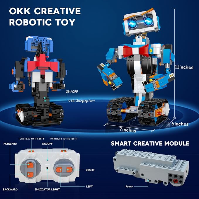 okk Robot Kit, STEM Robotics Set for Ages 6-12, Remote & app Control, Programming & DIY Assembly. Rechargeable, Perfect Educational Robots Gift Inspiring Creativity & Learning Through Play