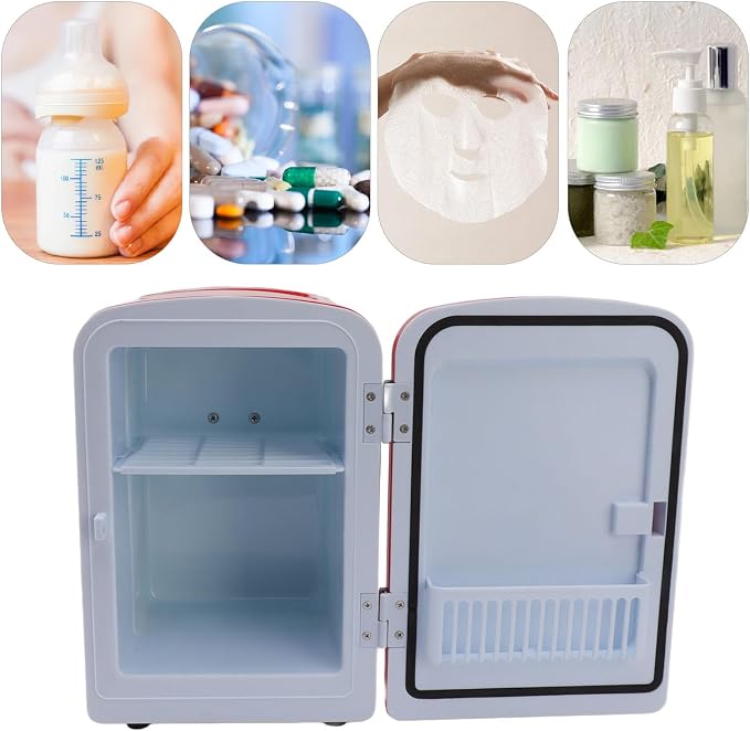 Portable Mini Fridge Cooler & Warmer for Skincare, Makeup, Drinks and Food - 4L/6 Can Personal Compact Refrigerator for Bedroom, Car, Office & Dorm, AC/DC Power