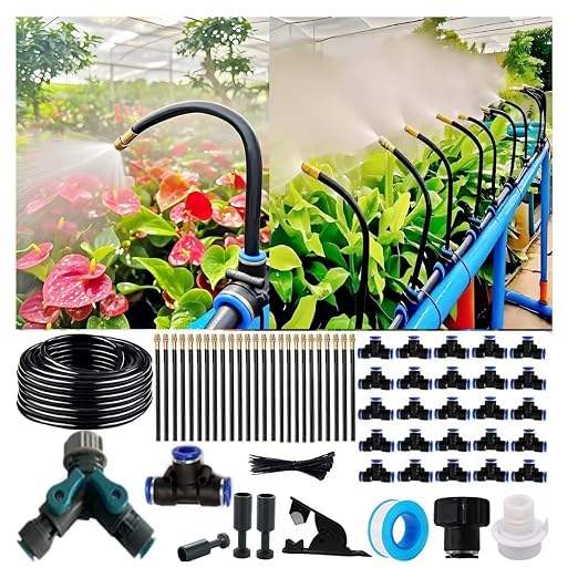Drip Irrigation Kit Automatic Watering System for Potted Plants, 360 Degree Adjustable Copper Micro Sprinklers, Quick Connect Tubing Fittings for Garden, Lawn, Patio, Balcony (100 FT)