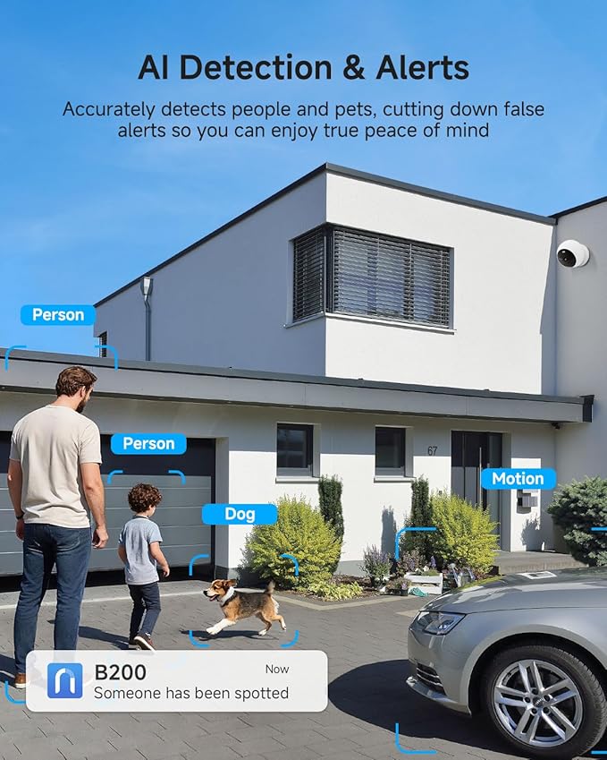 Noorio Security Camera Wireless Outdoor, Magnetic Cameras for Home Security 1080P, Battery Powered WiFi Indoor Camera, AI Motion Detection, Color Night Vision, 2-Way Talk, B200